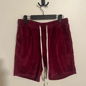 Men’s Urban Outfitters Velvet Burgundy Shorts With Drawstring